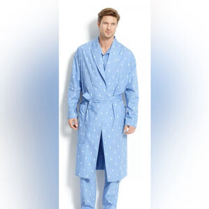 Polo Ralph Lauren Men's All Over Polo Player Robe size L/XL Beach Blue